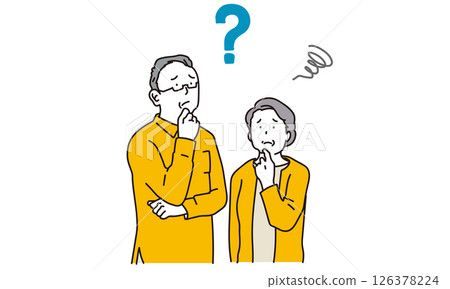 Illustration material of a senior couple in trouble 126378224