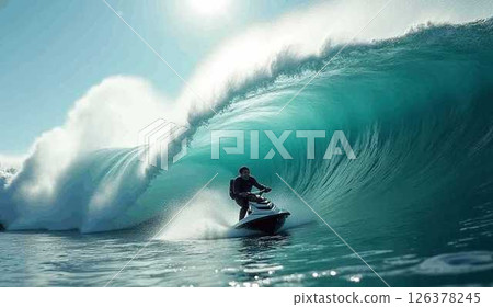 Man riding a jet ski 126378245
