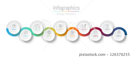Infographic 10 options design elements for your business data. Vector Illustration. 126378255