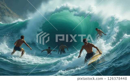 A surfer heading to the sea 126378448