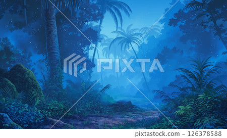 熱帶叢林景觀，動漫風格 126378588