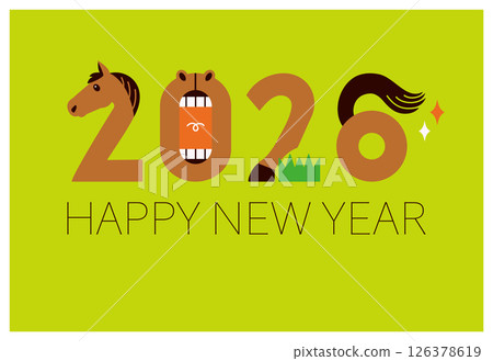 New Year's card 2026 Reiwa 8 Year of the Horse Horse Pop New Year's card 2026 Reiwa 8 Year of the Horse Horse Pop 126378619