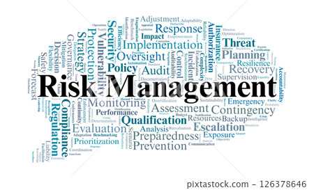 Risk Management Word Cloud. Strategic keywords for analysis and planning topics 126378646