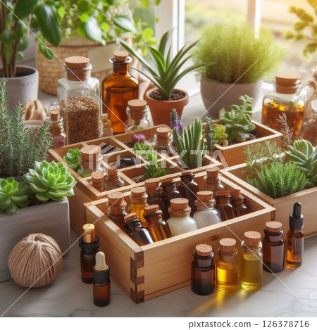 Aroma essential oils! Stored in wooden boxes! Handmade, natural, organic herbs, etc. 126378716