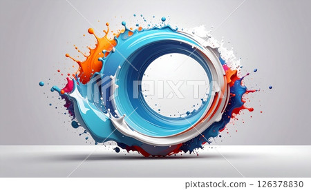 Abstract background of a deep white background and vigorously flowing liquid 126378830