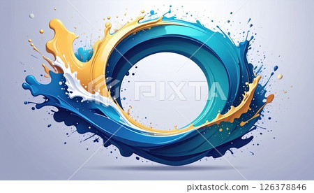 Abstract background of a deep white background and vigorously flowing liquid 126378846