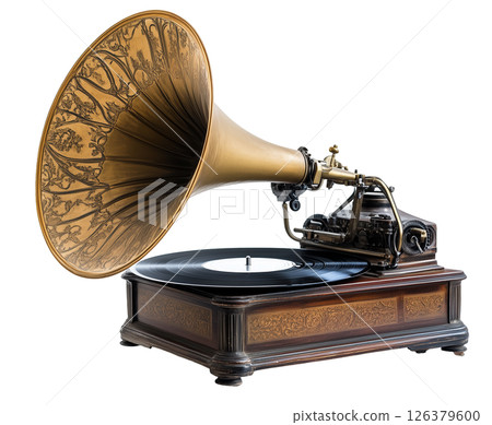 Granophone record isolated on white background, PNG transparent clipart. 126379600