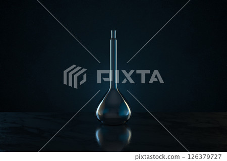 Chemistry glassware with dark background, 3d Chemistry glassware with dark background, 3d 126379727