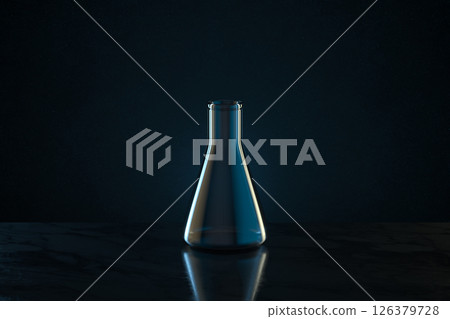 Chemistry glassware with dark background, 3d Chemistry glassware with dark background, 3d 126379728