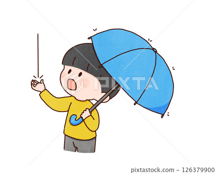 孩子，雨滴，觸摸，雨傘 126379900