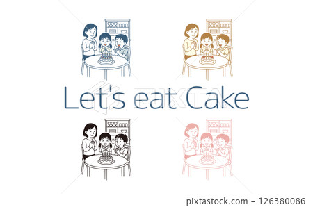 家庭吃蛋糕慶祝生日 家庭吃蛋糕慶祝生日 126380086