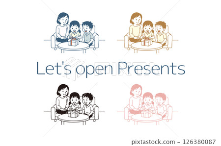 Family opening presents 126380087