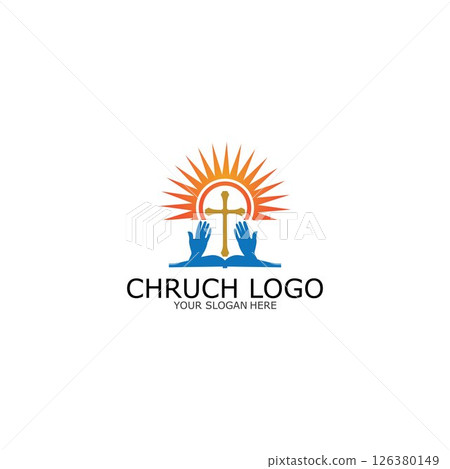 logo church.christian symbol,the bible and the cross of jesus christ-vector logo church.christian symbol,the bible and the cross of jesus christ-vector 126380149