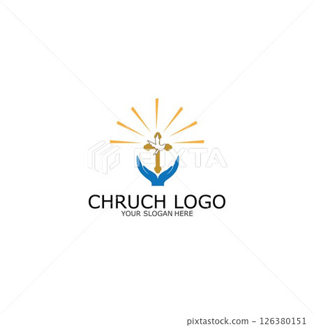 logo church.christian symbol,the bible and the cross of jesus christ-vector 126380151