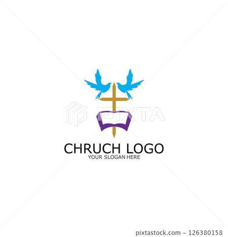 logo church.christian symbol,the bible and the cross of jesus christ-vector logo church.christian symbol,the bible and the cross of jesus christ-vector 126380158