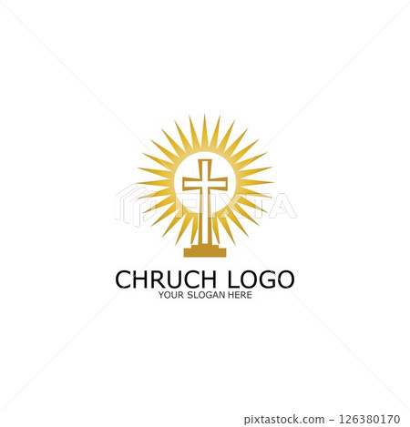 logo church.christian symbol,the bible and the cross of jesus christ-vector 126380170