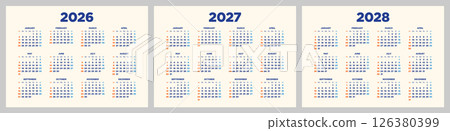 2026-2028 3-year calendar horizontal 126380399