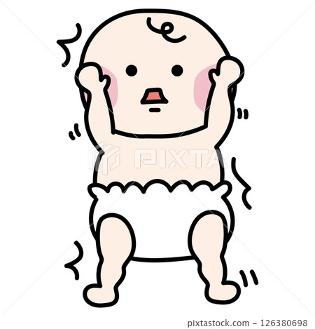 Baby doing Moro reflex 126380698