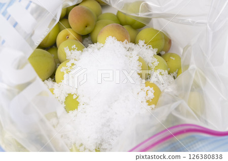 用小李子製作脆李子的步驟 將預先處理好的小李子和鹽放入密封袋中,用手滾動。 用小李子製作脆李子的步驟 將預先處理好的小李子和鹽放入密封袋中,用手滾動。 126380838