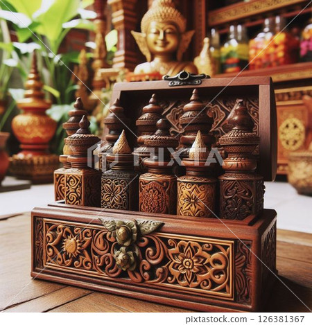 Southeast Asian style wooden carvings! Like Bali or Thailand 126381367