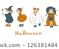 Retro girl in Halloween costume (transparent background) 126381484