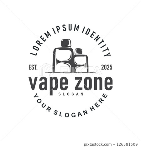 vape logo silhouette design simple vintage retro old concept vape accessories shop with smoke illustration template symbol brand business or product 126381509