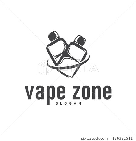 vape logo silhouette design simple vintage retro old concept vape accessories shop with smoke illustration template symbol brand business or product 126381511