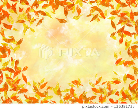 Autumn colored leaves frame 126381733