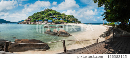 Island with beach and clear sea water in summer, Summer sea tourism, Koh Nang Yuan in Thailand 126382115