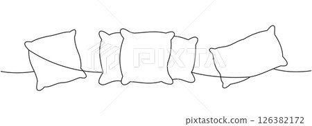 Pillows set one line continuous drawing. Warm cozy pillows. Vector illustration. Pillows set one line continuous drawing. Warm cozy pillows. Vector illustration. 126382172