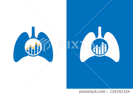 Human lungs and graph logo combination. Unique internal organ logotype design template. Human lungs and graph logo combination. Unique internal organ logotype design template. 126382184