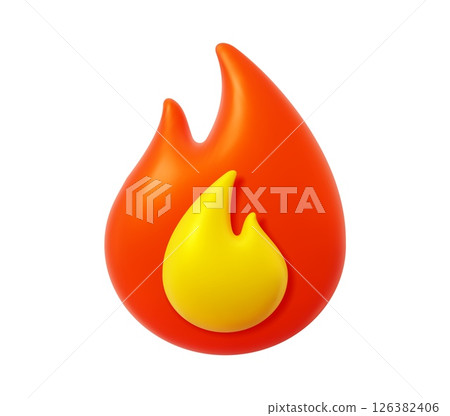 3d fire flame icon. Emoji symbol with glossy effect, red, orange and yellow flames. Cartoon Vector fire blaze with burning red hot tongues, represents heat, energy, passion and excitement emotions 3d fire flame icon. Emoji symbol with glossy effect, red, orange and yellow flames. Cartoon Vector fire blaze with burning red hot tongues, represents heat, energy, passion and excitement emotions 126382406