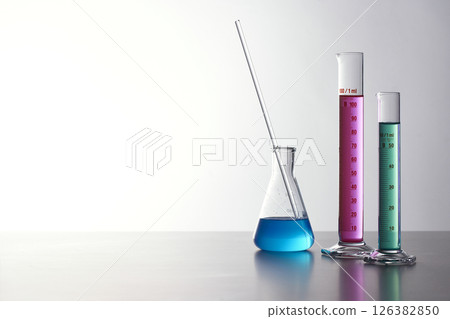Colorful Laboratory Glassware for Modern Science and Research Background. Colorful Laboratory Glassware for Modern Science and Research Background. 126382850