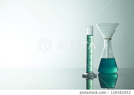 Colorful Laboratory Glassware for Modern Science and Research Background. 126382852