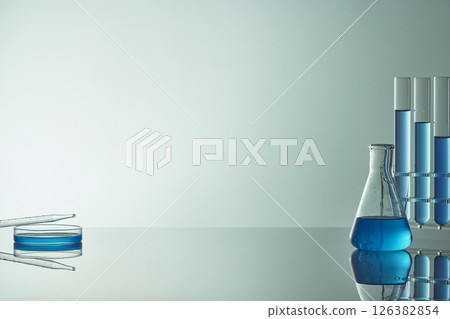 Colorful Laboratory Glassware for Modern Science and Research Background. Colorful Laboratory Glassware for Modern Science and Research Background. 126382854