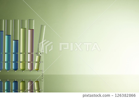 Colorful Laboratory Glassware for Modern Science and Research Background. 126382866