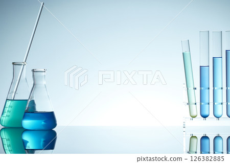 Colorful Laboratory Glassware for Modern Science and Research Background. Colorful Laboratory Glassware for Modern Science and Research Background. 126382885