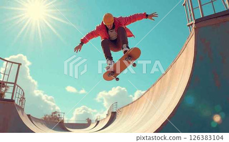 Jumping skateboarder 126383104