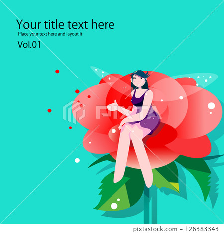 玫瑰花上的可愛女仙女 玫瑰花上的可愛女仙女 126383343