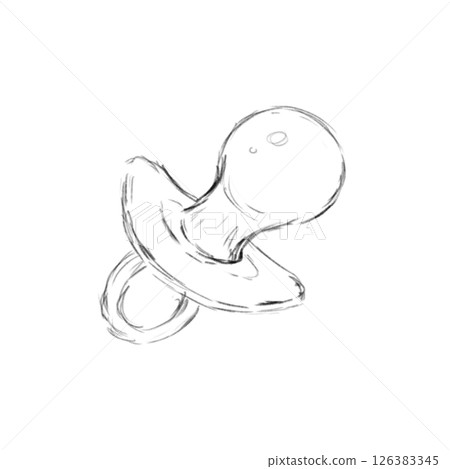 Baby Pacifier Sketch Hand Drawn Black and White Illustration Baby Pacifier Sketch Hand Drawn Black and White Illustration 126383345
