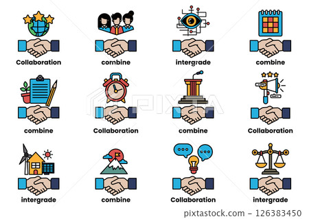 A hand holding another hand, with a variety of symbols A hand holding another hand, with a variety of symbols 126383450