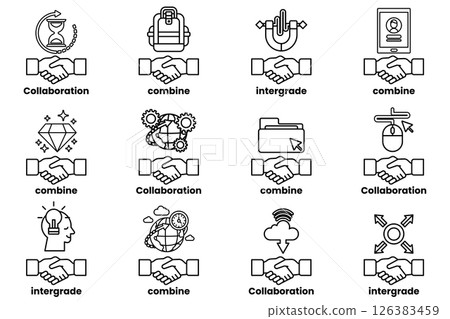The image is a collection of handshakes, each with a different meaning 126383459