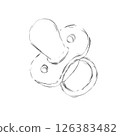 Baby Pacifier With Ring Sketch Hand Drawn Black And White Illustration 126383482