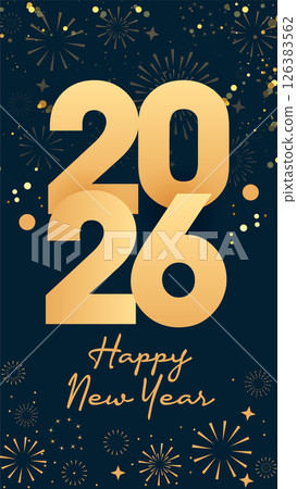 2026 happy new year greeting card with numbers 126383562