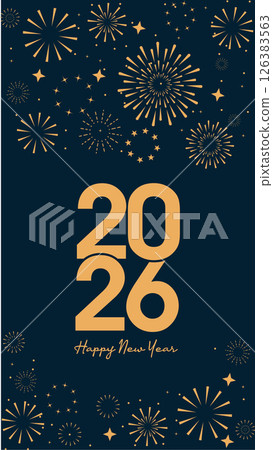 2026 happy new year greeting card with colorful hearts 126383563
