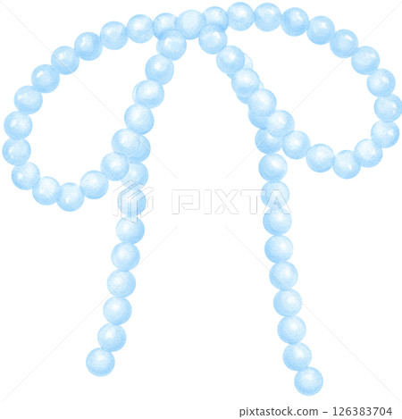 Playful Blue Pearl Ribbon Bow Watercolor Beaded Vintage y2k Aesthetic 126383704