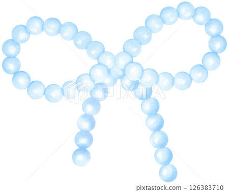 Kawaii Blue Pearl Bow Watercolor Beaded Ribbon y2k Aesthetic Kawaii Blue Pearl Bow Watercolor Beaded Ribbon y2k Aesthetic 126383710