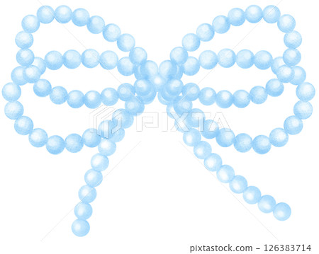 Blue Pearl Bow Watercolor Beaded Double Bow y2k Aesthetic 126383714