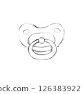 Sketch Baby Pacifier Front View Hand Drawn Black and White Illustration 126383922