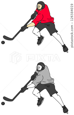 Ice hockey player illustration set Ice hockey player illustration set 126384019